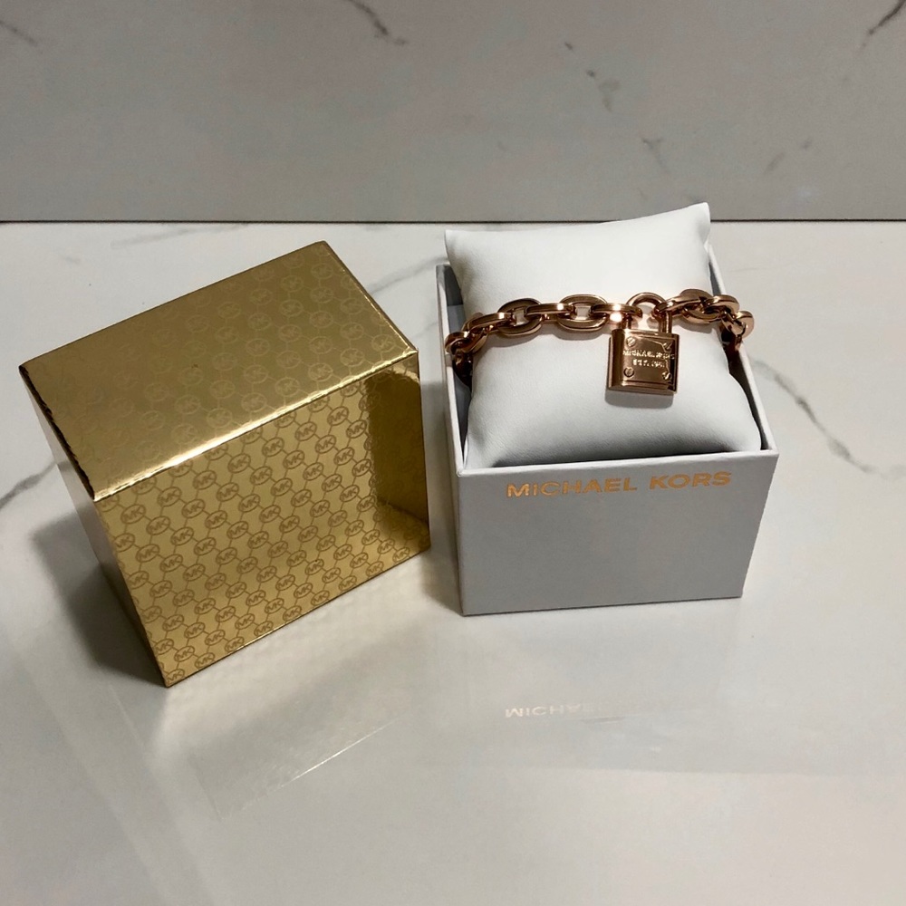 NWT Michael Kors motif padlock bracelet, rose gold